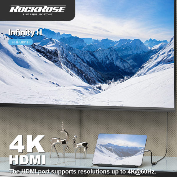 Rockrose Infinity H Aluminum USB-C to 4K 60Hz HDMI Adapter - Space Gray