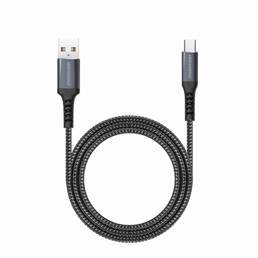 Rockrose Powerline AC 1M 60W/3A Kevlar Fiber Braided USB-C Charge & Sync Cable - Black + Midnight Blue